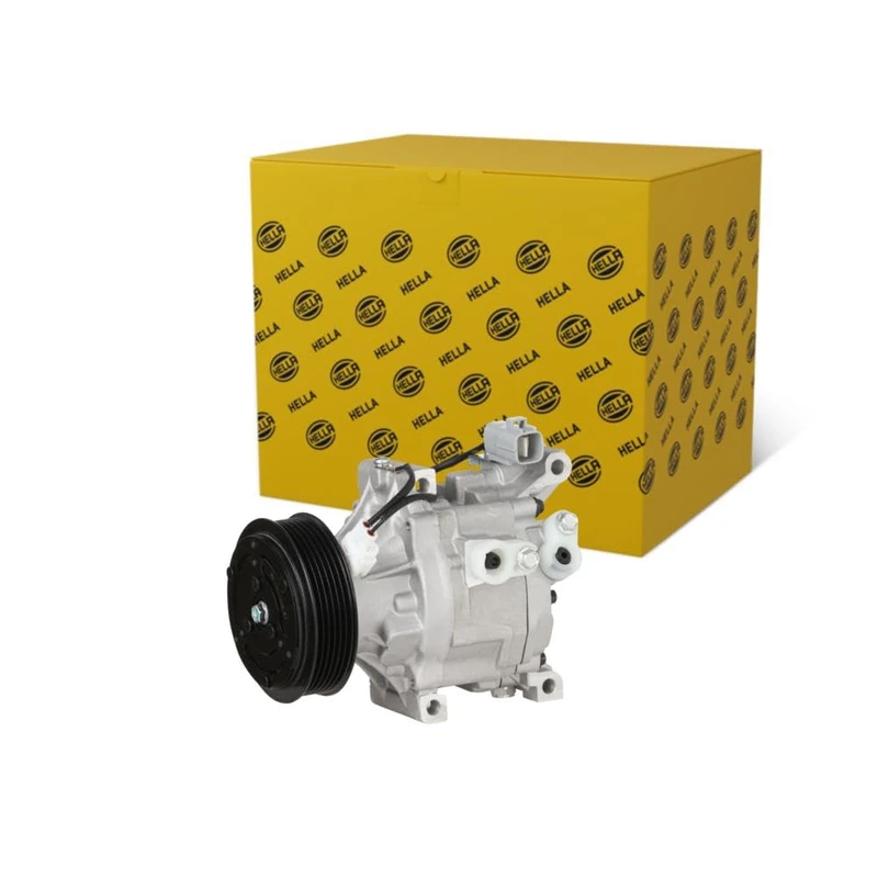 HELLA 8FK 366 201-391 Compressor, air conditioning - SCSC06-12V - R 134a/R 1234yf - PAG 46 YF - 80ml - with magnetic clutch/with seal ring/with PAG compressor oil - Image 1