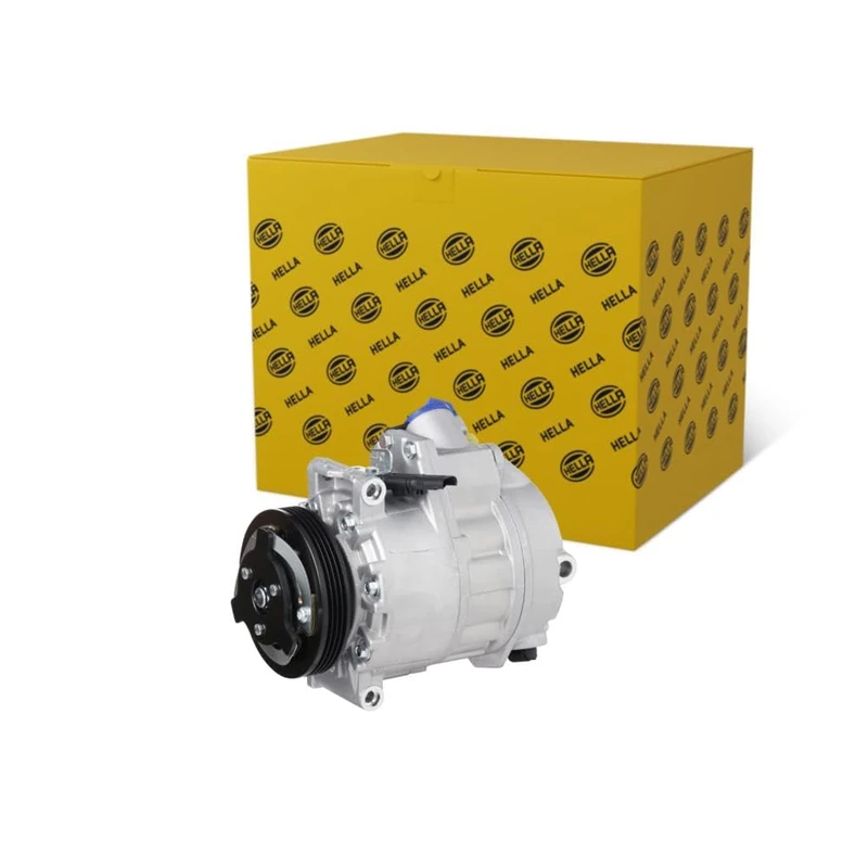 HELLA 8FK 366 201-661 Compressor, air conditioning - CSE717C - 12V - R 134a - PAG 46-150ml - with magnetic clutch/with seal ring/with PAG compressor oil - Image 1
