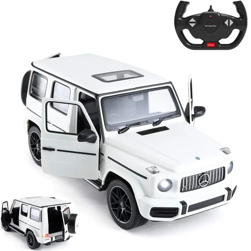 Officially Licensed Mercedes Benz G63 AMG RC Car, 1:14 Scale, White - Remote Controlled with Front Wheel Shock Absorbers, Suitable for Indoor and Outdoor Play