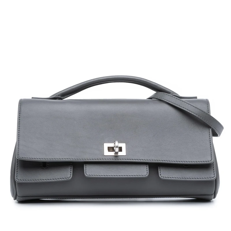 Balenciaga Pre-Loved Small Smooth Calfskin Bel Air Clutch On Strap
