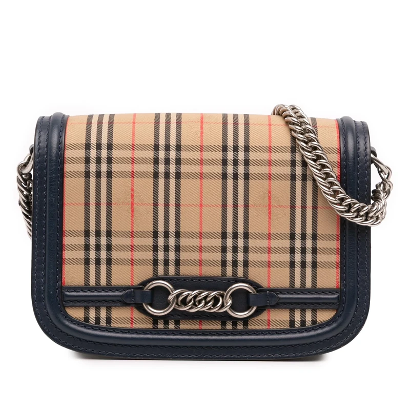 BURBERRY Pre-Loved Haymarket Check Canvas 1983 Link Flap