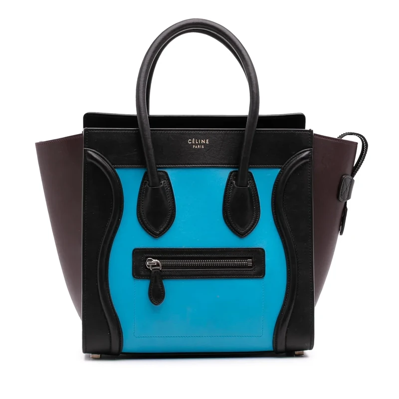 Celine Pre-Loved Micro Tricolor Leather Luggage Tote Bag