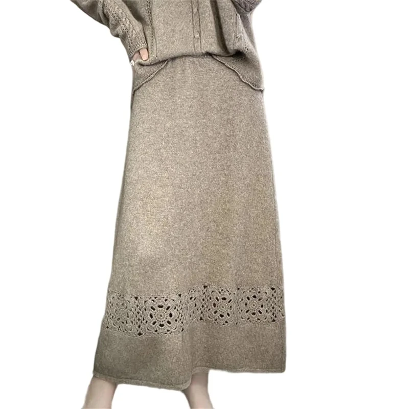 Dvbfufv Women's High Waist Mini Merino Wool Knit Skirt Spring Winter Stretch Umbrella Skirts