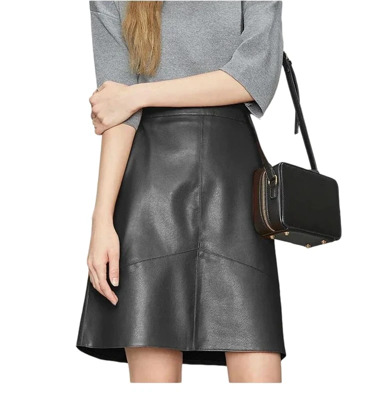 Women's High Waist Mini Leather Skirt Fashion Korean Style Elegant Skirts Black
