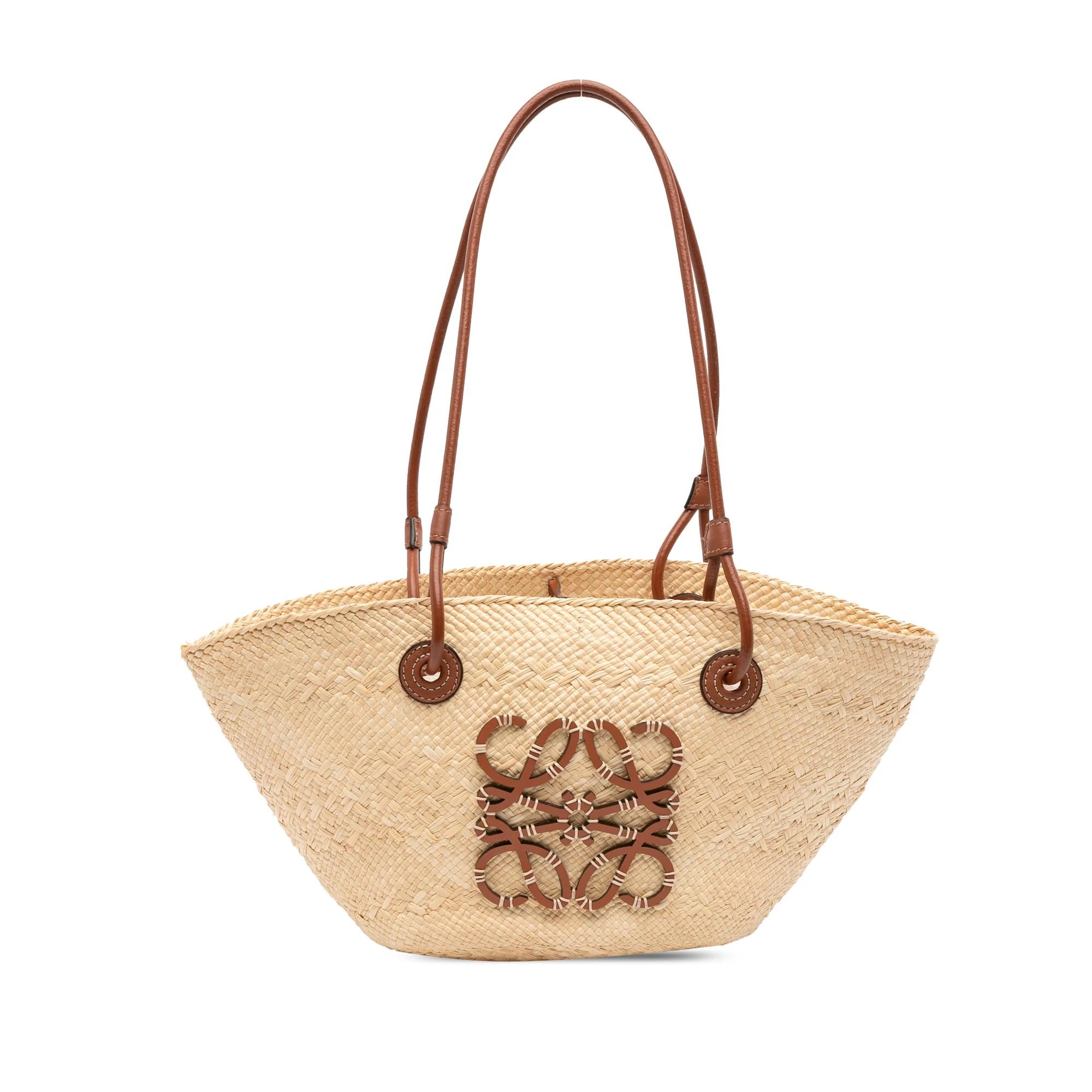 LOEWE Pre-Loved Paulas Ibiza Small Anagram Raffia Tote