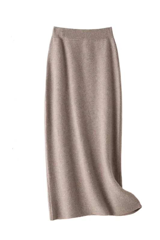 Women's Merino Wool Mini A-Line Knitted Skirt Spring Winter Elastic Waist Preppy Style Skirts
