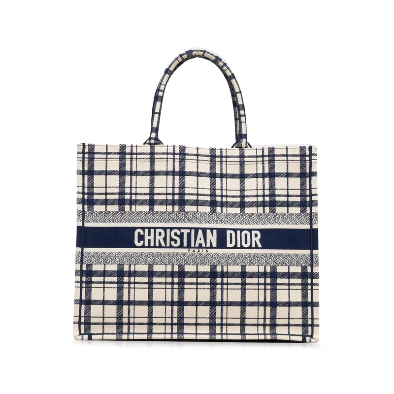 Dior Pre-Loved Large Check N Book Tote Bag