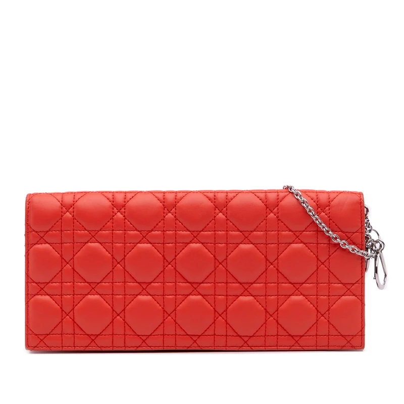 Dior Pre-Loved Lambskin Cannage Lady Wallet On Chain Handbag