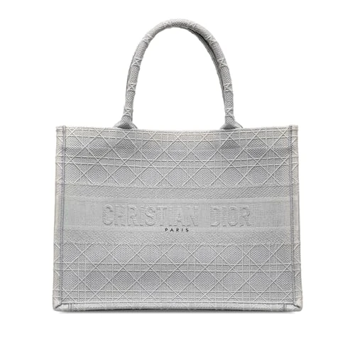 Dior Pre-Loved Medium Cannage Embroidered Book Tote Bag