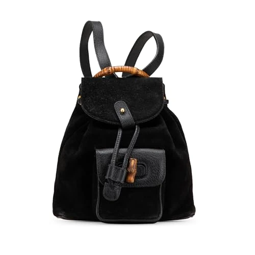 Gucci Pre-Loved Suede Bamboo Backpack