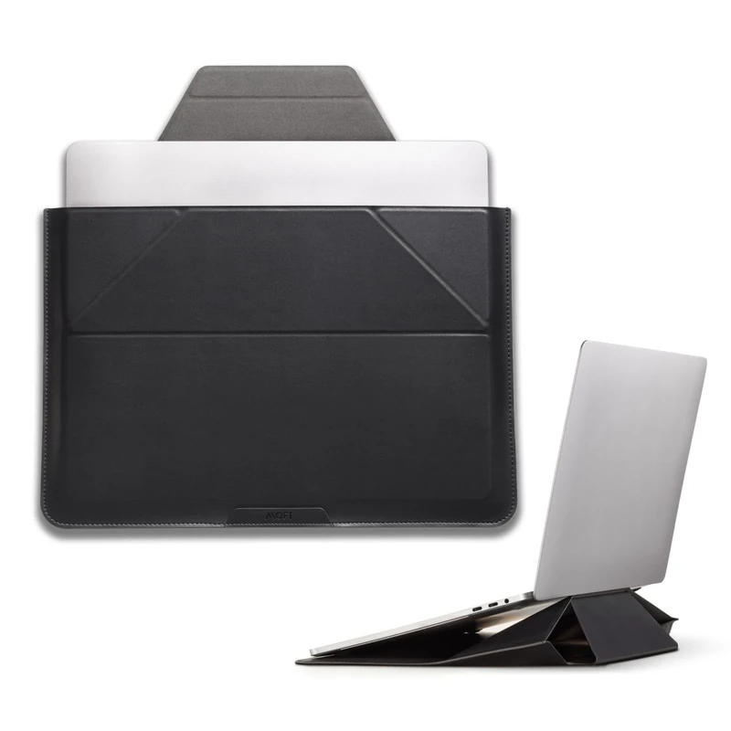 MOFT Laptop Carry Sleeve, 2-in-1 Laptop Bag & Stand for 14"MacBook Air/Pro & Dell/HP/Lenovo/Asus, Stylish Slim Computer Sleeve Bag with Expandable Storage for Computer Accessories, Night Black