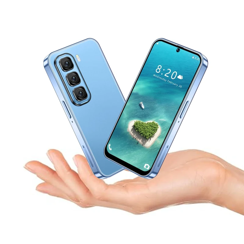 PrzTIk mini Smartphone for Kids, 4.0 Inch HD Screen, 16GB ROM (Expansion up to128GB), 2600mAh Large Battery, Face Recognition Android 10.0 Mobile Phone (Hote50mini - Blue)