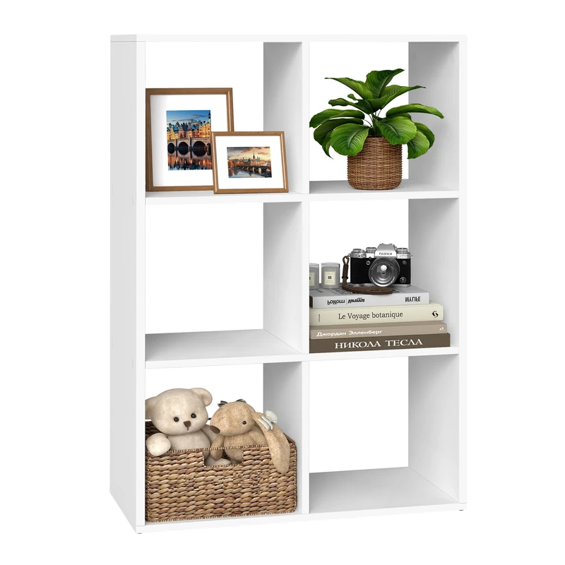 VASAGLE CUSTOS Collection - Bookshelf, Cube Bookcase, Storage Shelving Unit, Display Shelf, Open Compartments, Living Room, Home Office, Bedroom, 3-Tier, 30 x 66.4 x 98 cm, Cloud White LBC406WB01