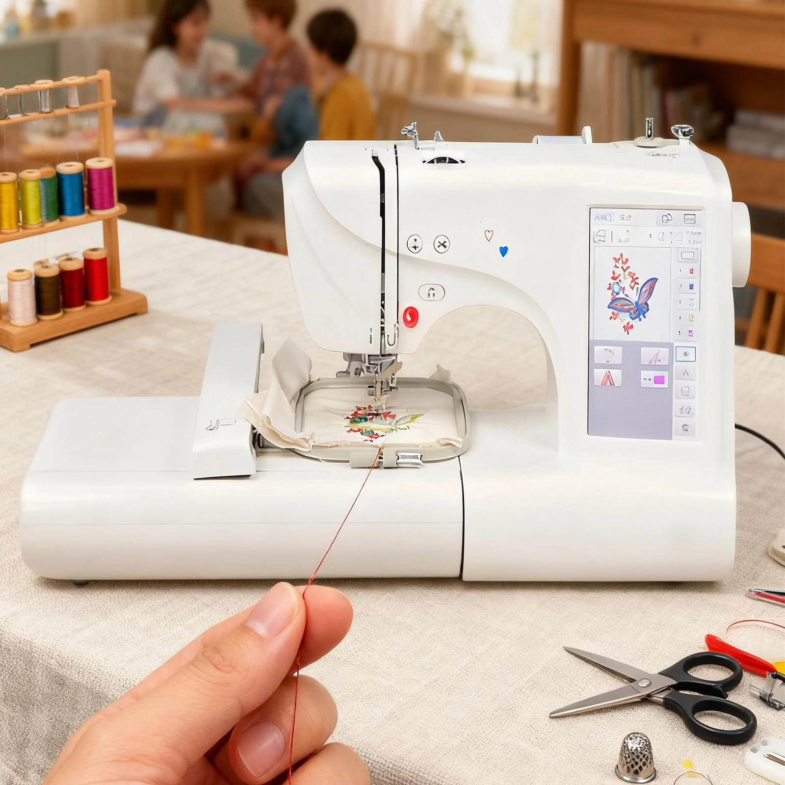 Glowdora Diy Sewing & Embroidery Machine, 7 Inch Lcd Touchscreen, 158 Built-In Patterns & 210 Fonts, 2 Hoop Sizes(100x100mm/100x235mm), Led Light, Beginner Friendly Sewing Machine For Crafts