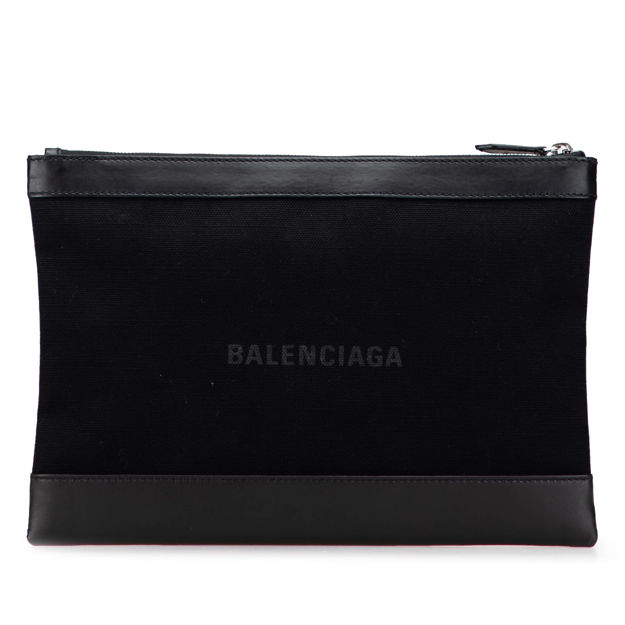 Balenciaga Pre-Loved Canvas Navy Clip M Clutch