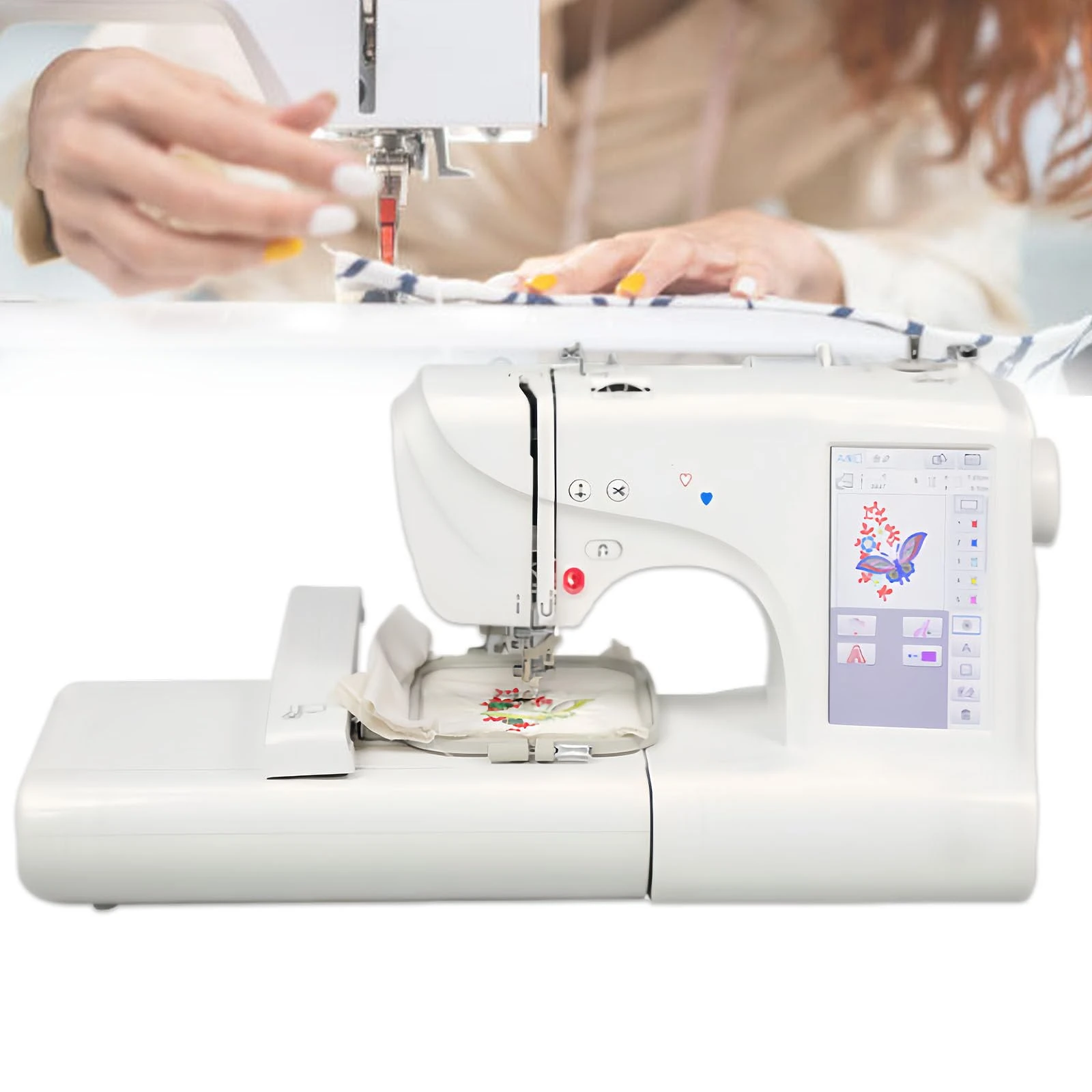 Embroidery Machine, Sewing Machine, Computerised Sewing Machine, 100x235 Mm Embroidery Area, With 7" Lcd Touchscreen, Letter Embroidery Or Combination Embroidery, Training For Beginners