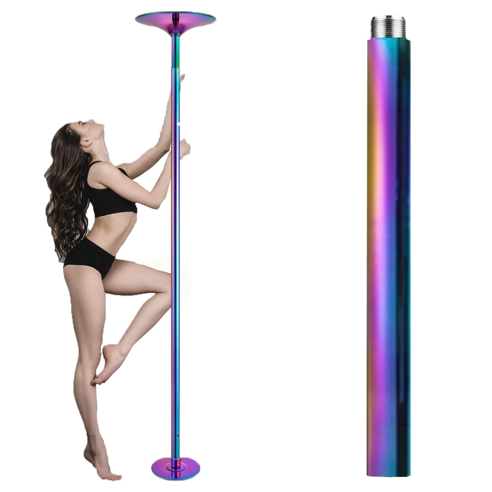 Minglez Portable Pole Dance Pole for Home No Drilling, Colorful Stripper Pole Bedroom Apartment Friendly, Professional Strip Pole Extension for Beginners(100cm/39.4in Extension Pole)