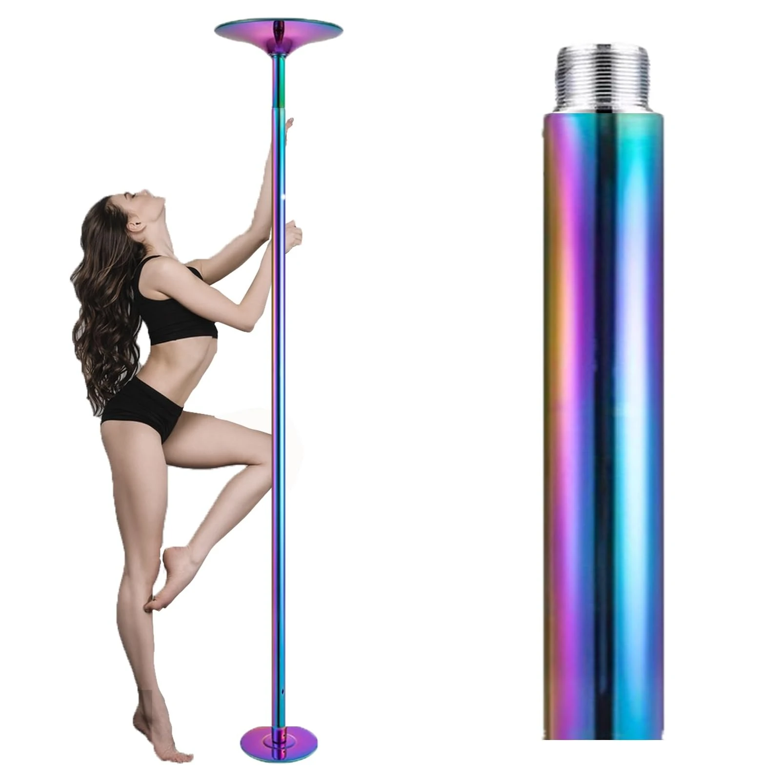 Minglez Portable Pole Dance Pole for Home No Drilling, Colorful Stripper Pole Bedroom Apartment Friendly, Professional Strip Pole Extension for Beginners(25cm/9.8in Extension Pole)