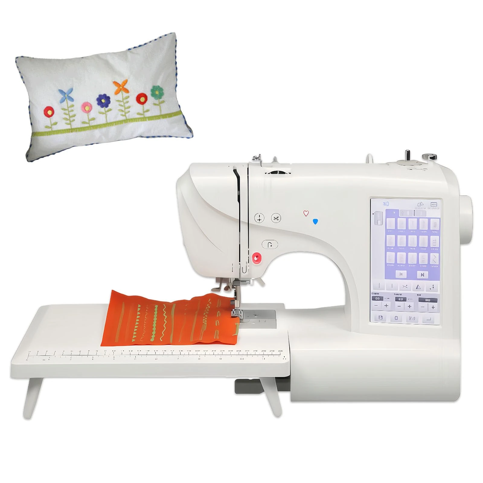 Glowdora 7inch Touch Screen Sewing And Embroidery Machine, 158 Built-In Designs Or 210 Letters, 100x235mm Hoop, Dual Speed(450/800 Spm), For Beginners, Home Diy Sewing Projects