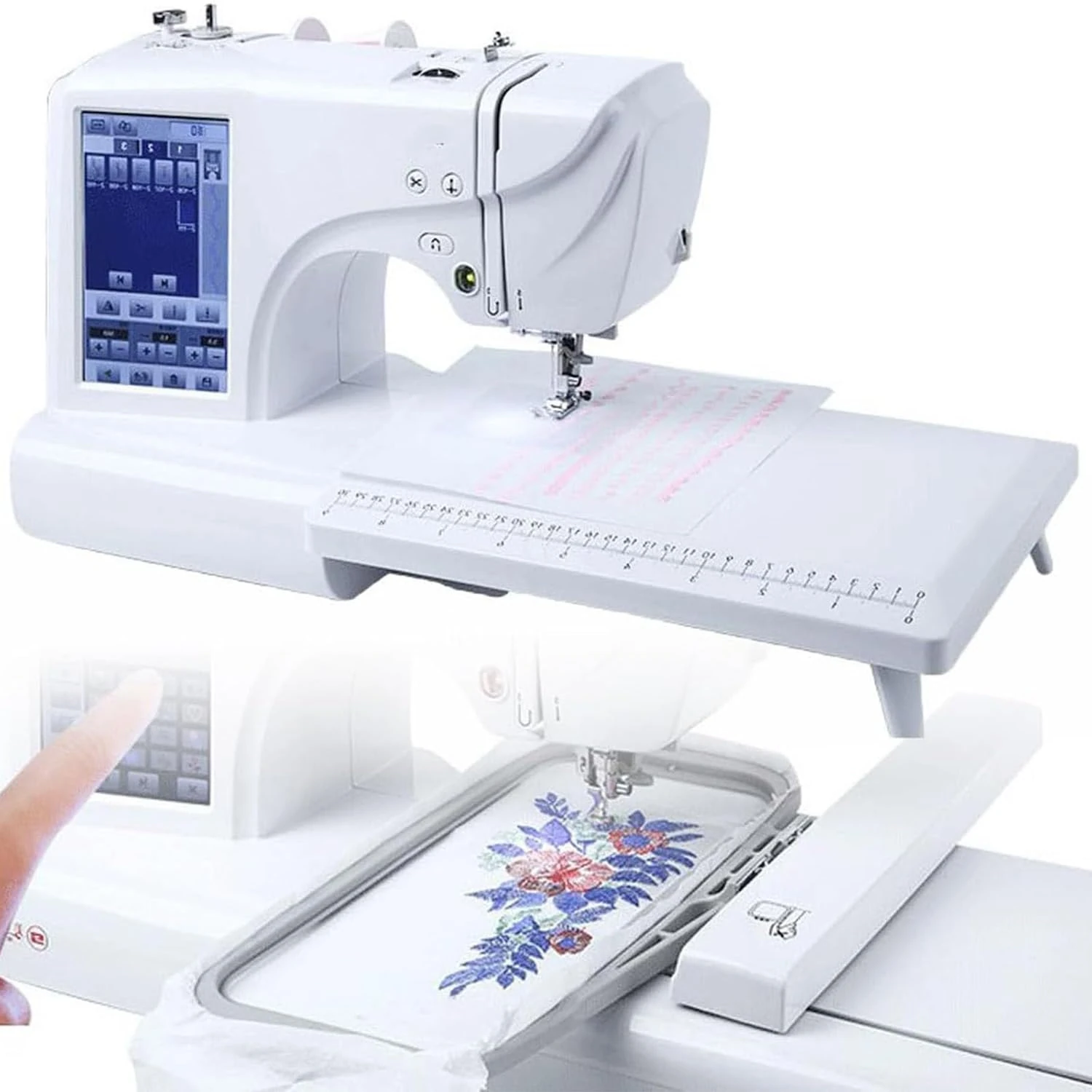 Portable Automatic Embroidery Machine with 158 Built-In Designs, LCD Touch Screen for Easy DIY Sewing and Crafting
