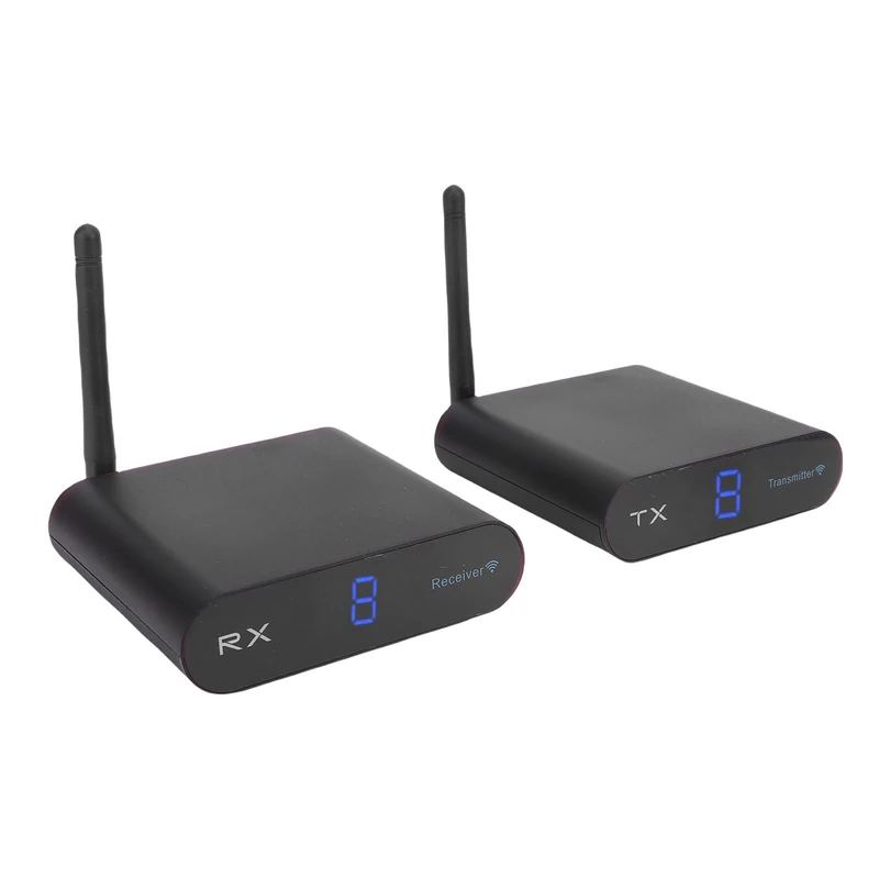 Plyisty Wireless AV Sender Transmitter Receiver 200m Wall Penetrating Digital Screen Display 8 Channels with PAL/NTSC Support for TV Adapter Converter (UK Plug)
