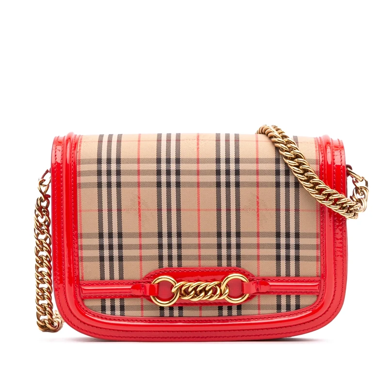 BURBERRY Pre-Loved Haymarket Check Canvas 1983 Link Flap Shoulder Bag