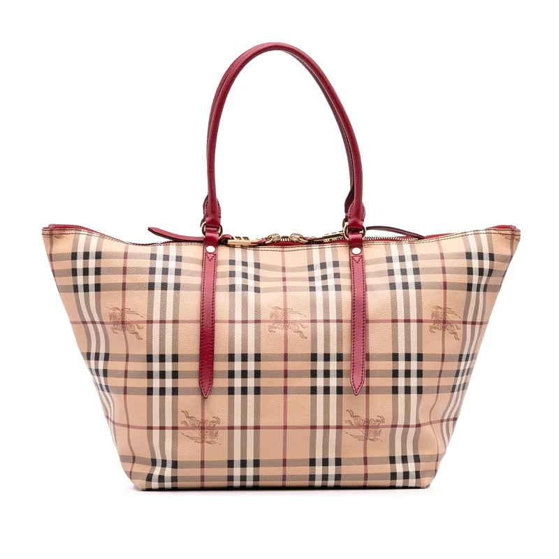 BURBERRY Pre-Loved Medium Haymarket Check Coated Canvas Salisbury Tote