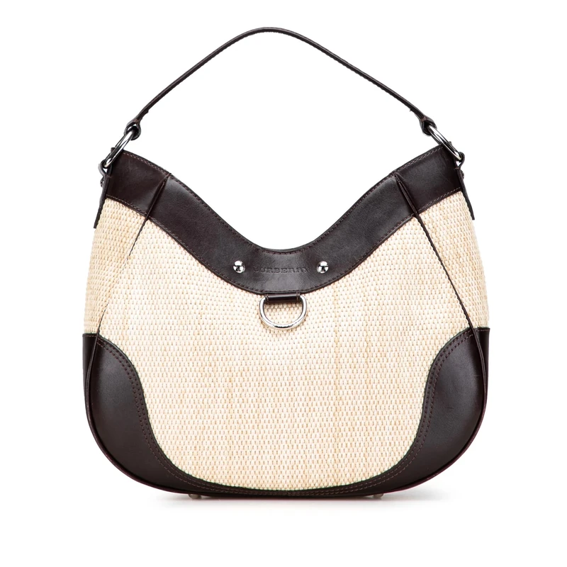 BURBERRY Pre-Loved Straw And Leather Shoulder Bag - Image 1