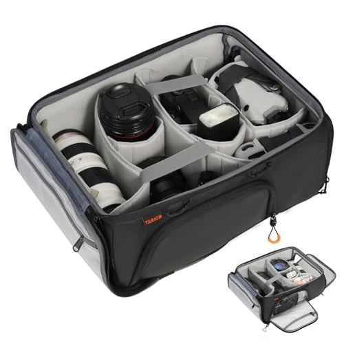 TARION Padded Camera Bag Insert - Protective Medium Camera Cube With Quick Access & Metal Frame for DSLR SLR Mirrorless Camera (ShellCore M)