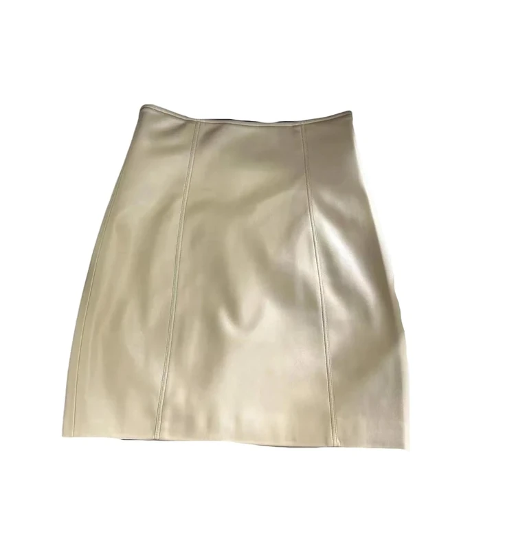 Genuine Lambskin Mini Leather Skirt - High Waist A-Line Style