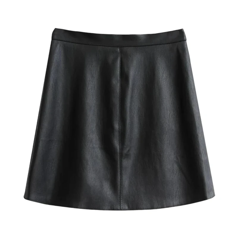 Women Mini Genuine Leather Skirt A-Line Skirts Spring Fall
