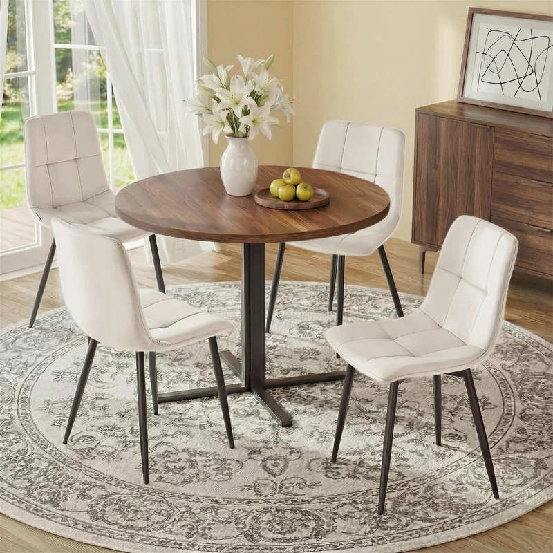 VASAGLE Velvet Dining Chairs, Upholstered Kitchen Chairs, Adjustable Feet, Modern Metal Frame, Supports up to 120 kg Each, for Kitchen - Image 1