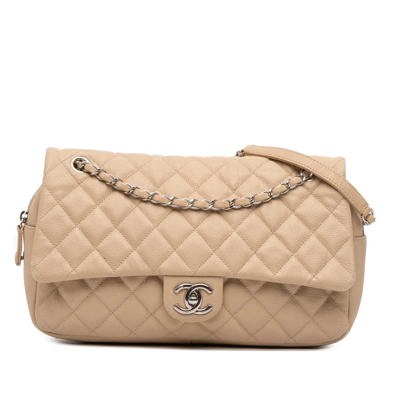 Chanel Pre-Loved Jumbo Quilted Caviar Easy Flap Shoulder Bag