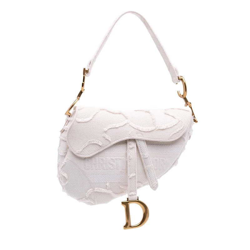 Dior Pre-Loved Mini Canvas Embroidered Camouflage Saddle Handbag Shoulder Bag
