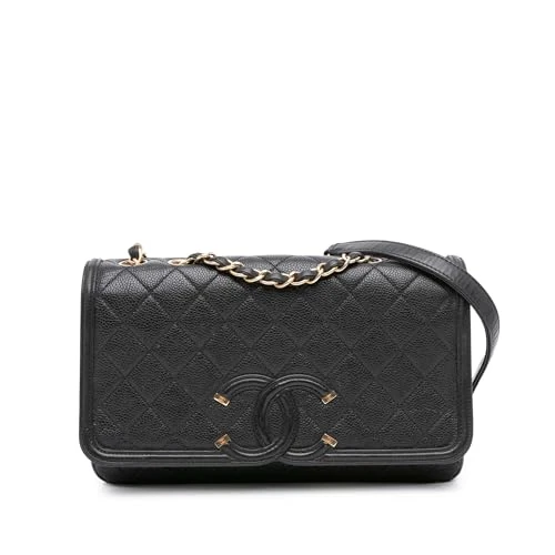 Chanel Pre-Loved Medium Caviar CC Filigree Flap