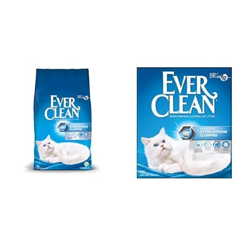 Bundle of Ever Clean Clumping Cat Litter, Extra Strong Unscented 20L bag + 10L box