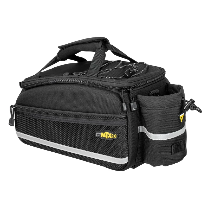 Topeak MTX TrunkBag EX (MTX 2.0) with TrunkLock - 8 L Pannier Rack Bag with QuickTrack System, Bottle Holder, Shoulder Strap & Reflective Details, Black