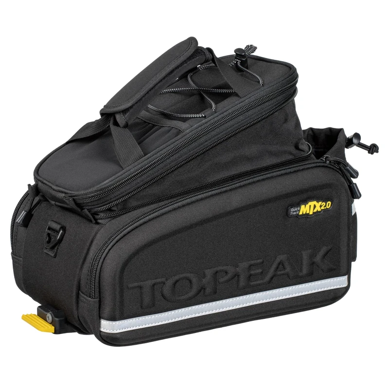 Topeak MTX TrunkBag DX (MTX 2.0) with TrunkLock - 12.3 L Pannier Rack Bag with QuickTrack System, Expandable Lid Compartment, Bottle Holder & Shoulder Strap, Black