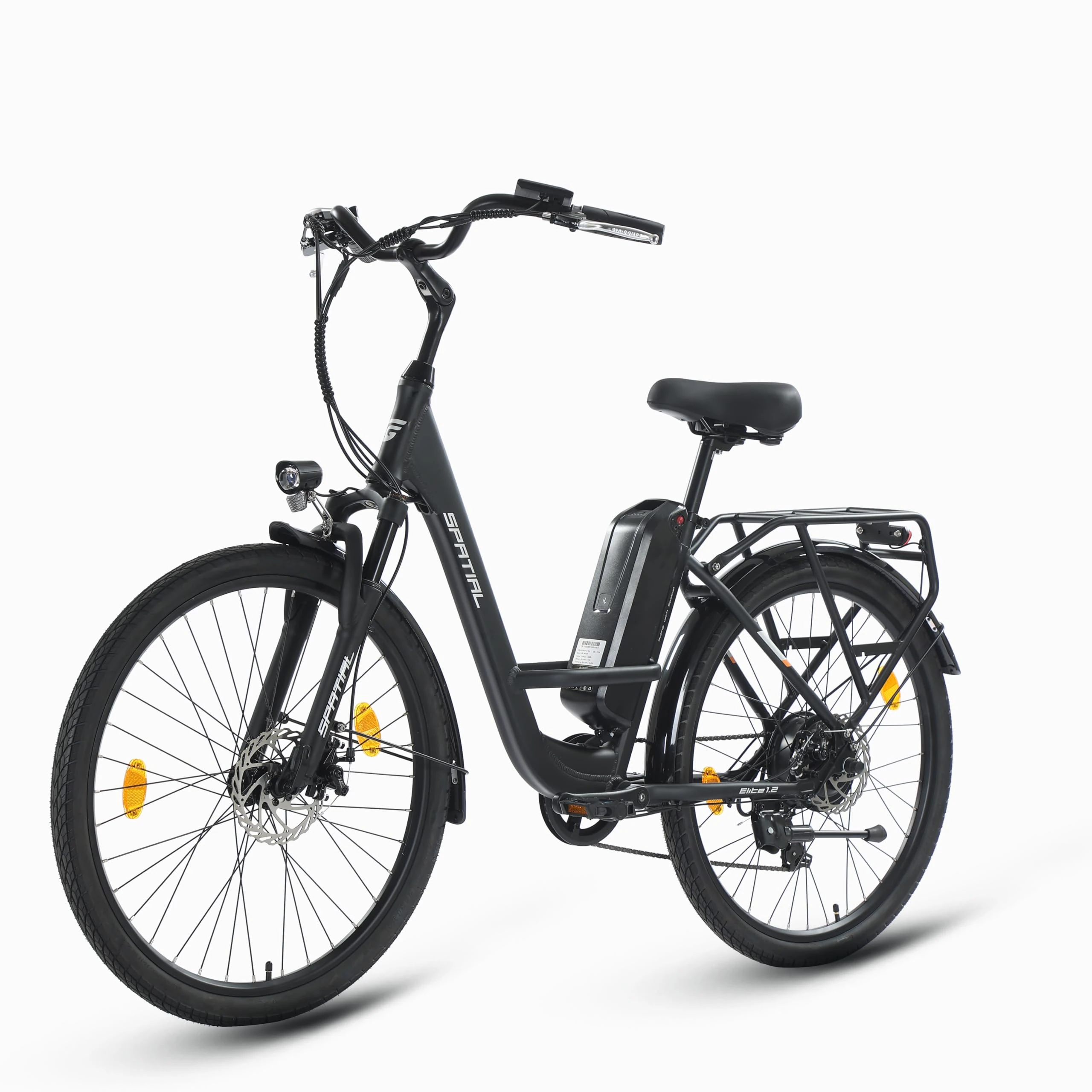 SPATIAL 26" Electric Bikes for Adults, Mountain Bike with LCD Display, 36V 13AH Removable Battery 250W Powerful Motor, 7-Speed Derailleur 74KM Max Range Ebike Commute MTB for Teens Adults (Black)