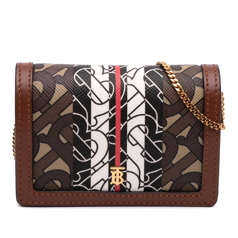 BURBERRY Pre-Loved Monogram Stripe E-Canvas Jessie TB Wallet On Chain Handbag Crossbody Bag - Image 1