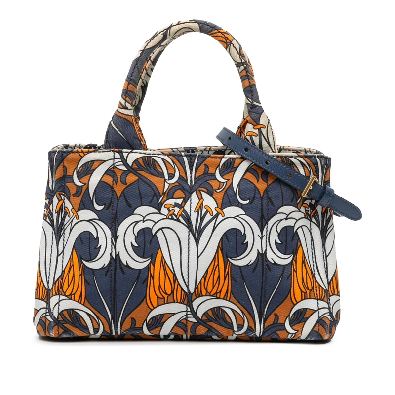 Prada Pre-Loved Small Floral Printed Canvas Canapa Satchel Handbag