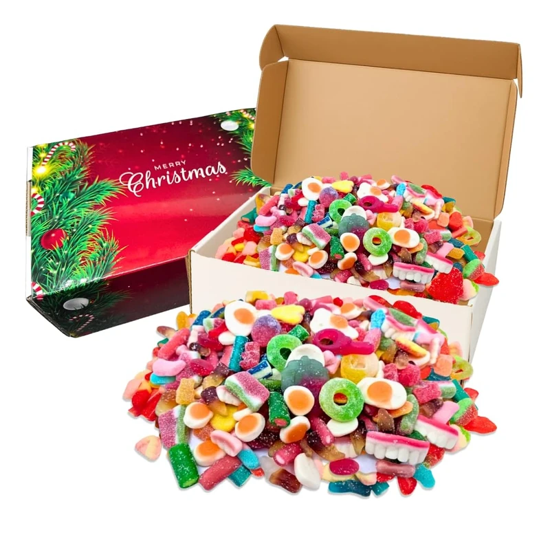 PREMIUM CONFUSED PIC 'N' MIX SWEETS 1kg CHRISTMAS PRESENTS BOX – Contains Fizzy, Fruity, Jelly and Gummy Candies | Retro Sweet Selection, Kids Sweet Box | Assorted Sweets Gift