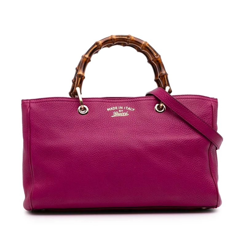 Gucci Pre-Loved Medium Calfskin Bamboo Shopper Satchel Handbag