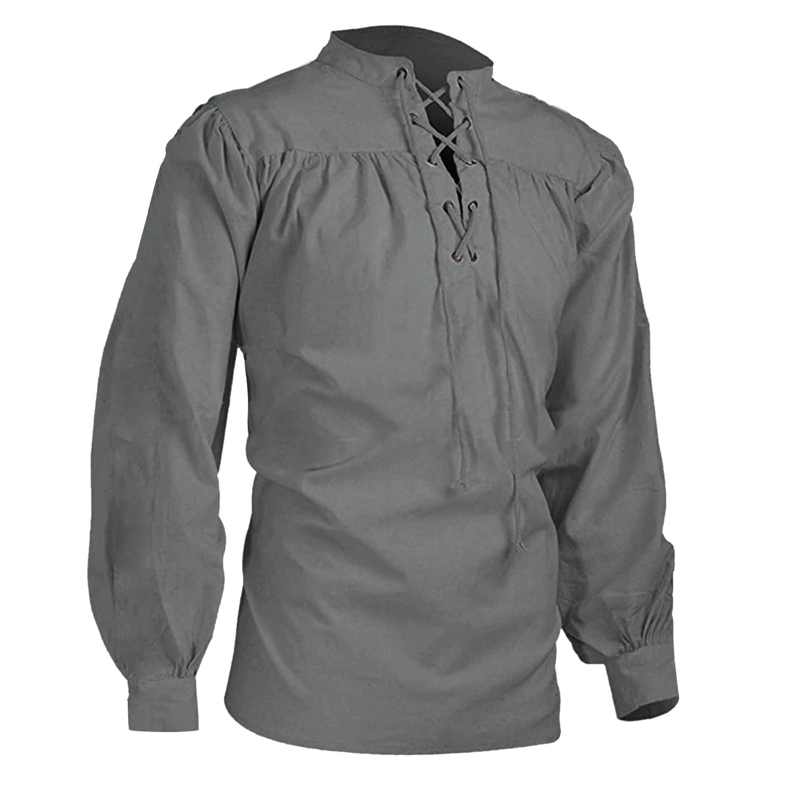 Mens Retro Jumper Mens Ethnic Tops Renaissance Style Long Sleeve Sweatshirt Vintage Steampunk Sweatshirt Vintage Court Jumper Lace Up Gothic Pullover Medieval Knights Pullover With Cuffed Hem