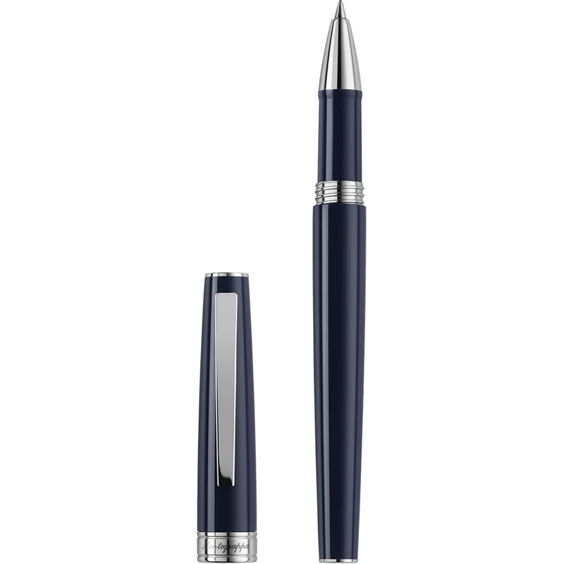 Montegrappa Armonia ISA2RRAD Mini Rollerball Pen Dark Blue Resin Case with Stainless Steel Details