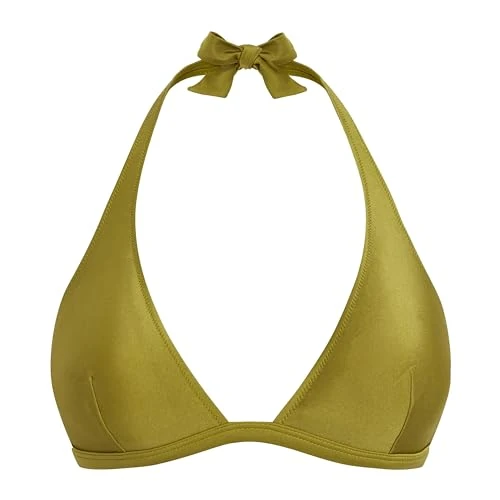 Vilebrequin, Halter Bikini Stretch Shiny Top Solid, Xs, Wormwood