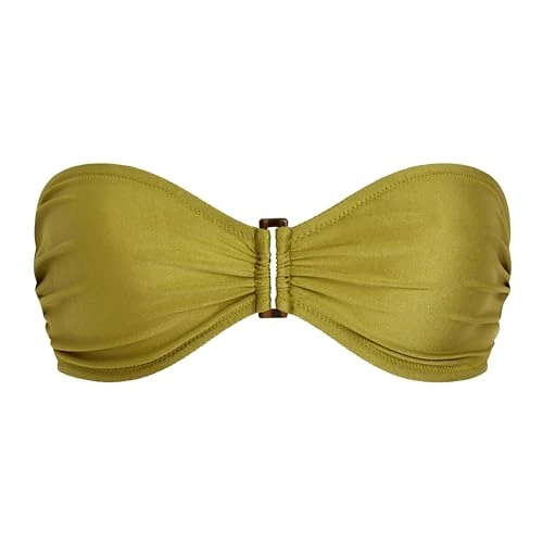 Vilebrequin, Bandeau Shiny Stretch Bikini Top Solid, L, Wormwood