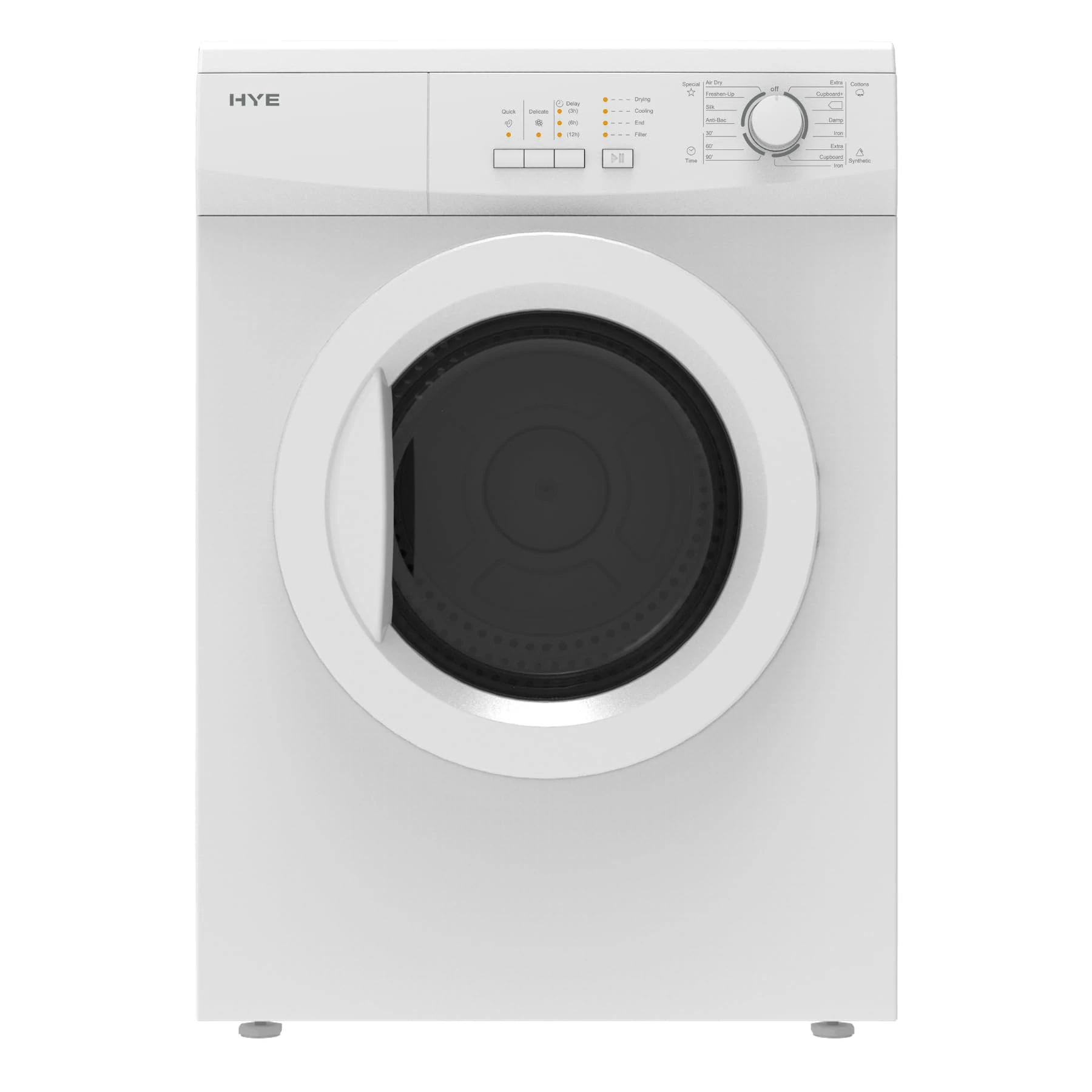 HYE Freestanding 7kg Vented Tumble Dryer – White Stylish Clothes Machine with 15 Programs - Compact Tumble Dryers for Small Homes, Flats & Apartments - D01VD07W13