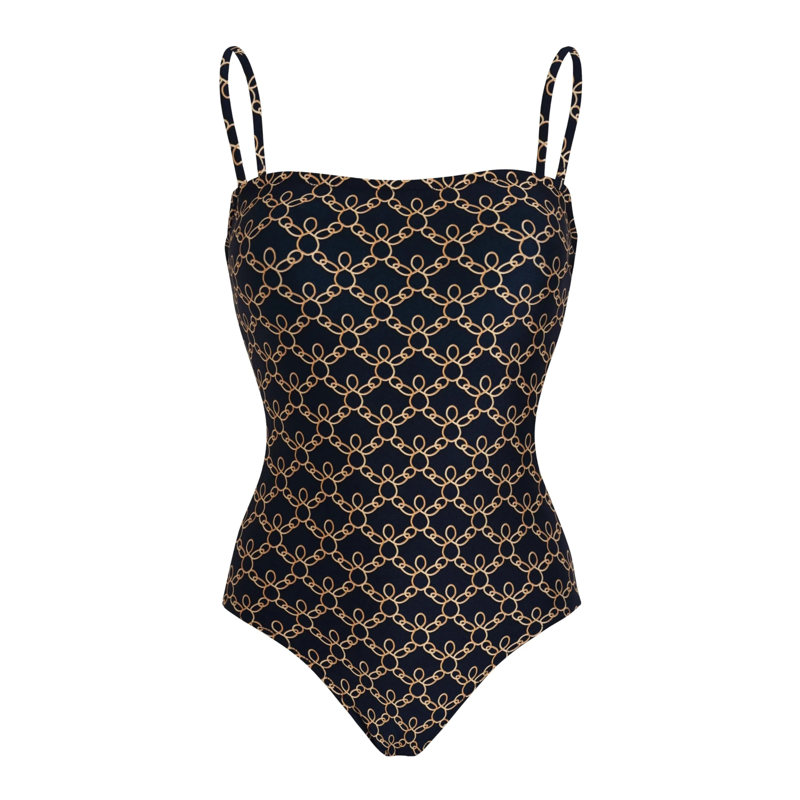 Vilebrequin, Bustier One-Piece Swimsuit Turtles Chains, S, Navy