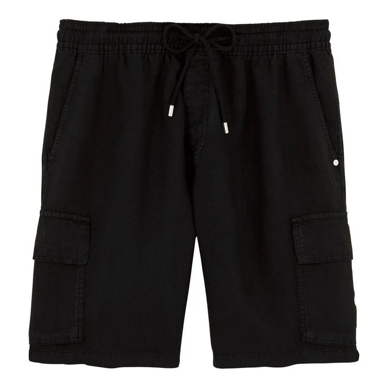 Vilebrequin, Linen Bermuda Shorts Cargo Pockets, M, Black
